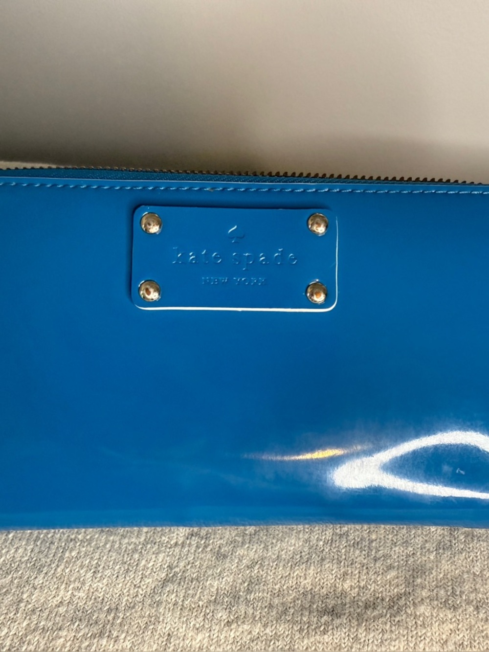 kate spade Bright Blue Patent Leather Zip Clutch